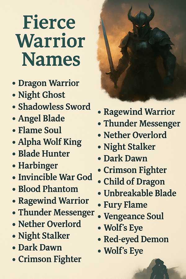 Fierce Warrior Names